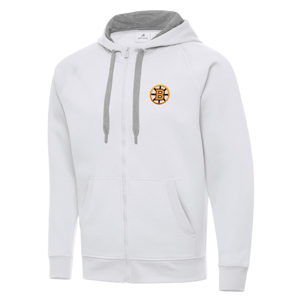 NHL White Boston Bruins Antigua Victory Full-Zip Hoodie