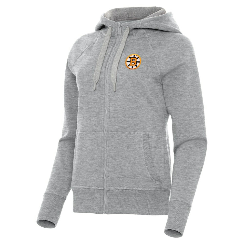 NHL Heather Gray Boston Bruins Antigua Women's Victory Full-Zip Hoodie