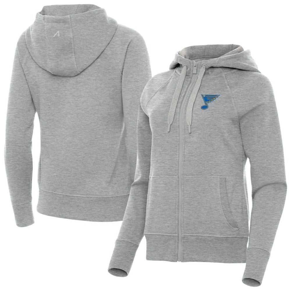 NHL Heather Gray St. Louis Blues Antigua Women's Victory Full-Zip Hoodie