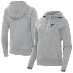 NHL Heather Gray St. Louis Blues Antigua Women's Victory Full-Zip Hoodie
