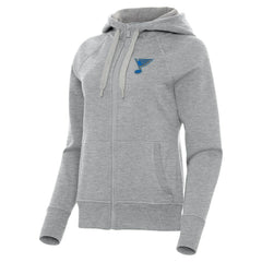 NHL Heather Gray St. Louis Blues Antigua Women's Victory Full-Zip Hoodie
