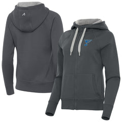 NHL Charcoal St. Louis Blues Antigua Women's Victory Full-Zip Hoodie