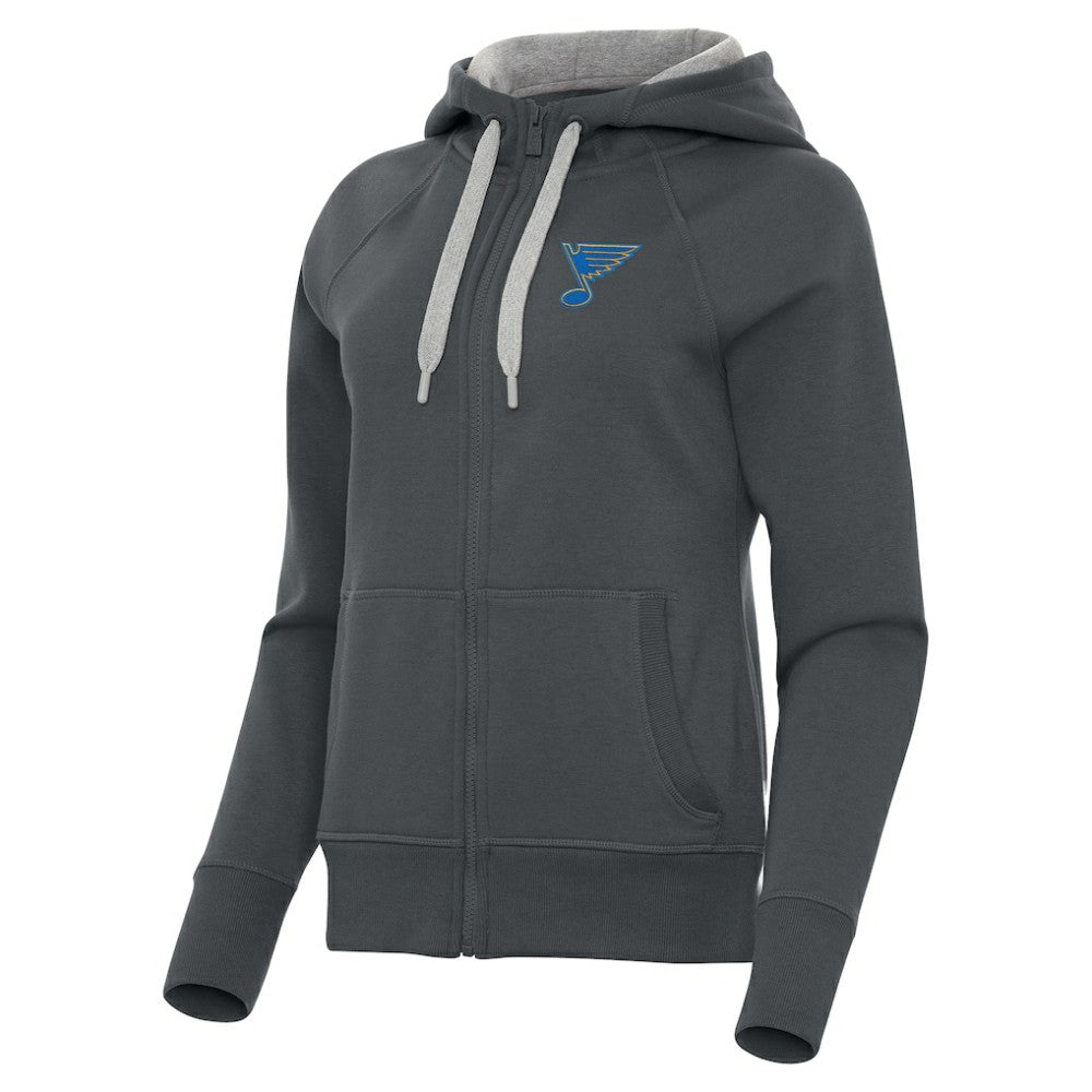 NHL Charcoal St. Louis Blues Antigua Women's Victory Full-Zip Hoodie