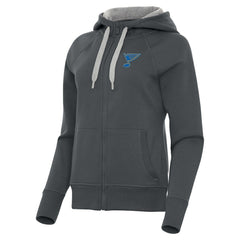 NHL Charcoal St. Louis Blues Antigua Women's Victory Full-Zip Hoodie