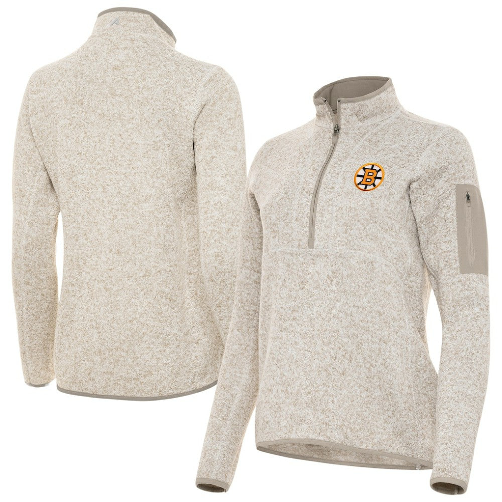 NHL Oatmeal Boston Bruins Antigua Women's Fortune Half-Zip Pullover
