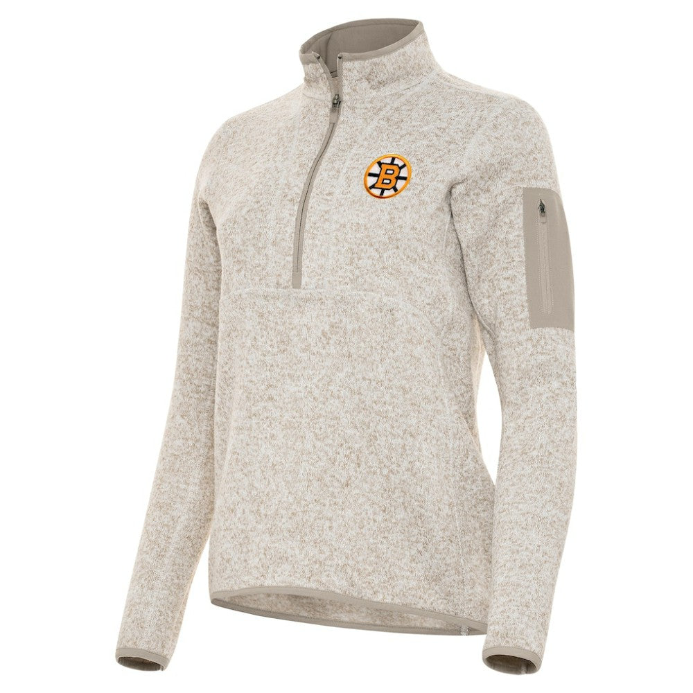 NHL Oatmeal Boston Bruins Antigua Women's Fortune Half-Zip Pullover