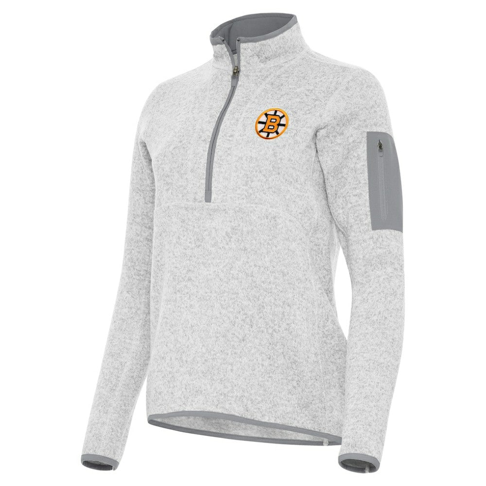 NHL Heather Gray Boston Bruins Antigua Women's Fortune Half-Zip Pullover