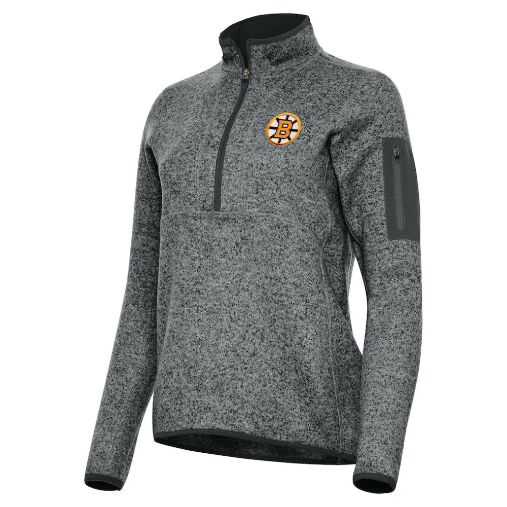 NHL Heather Black Boston Bruins Antigua Women's Fortune Half-Zip Pullover