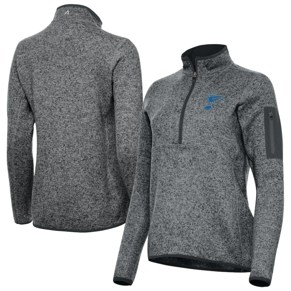 NHL Heather Black St. Louis Blues Antigua Women's Fortune Half-Zip Pullover