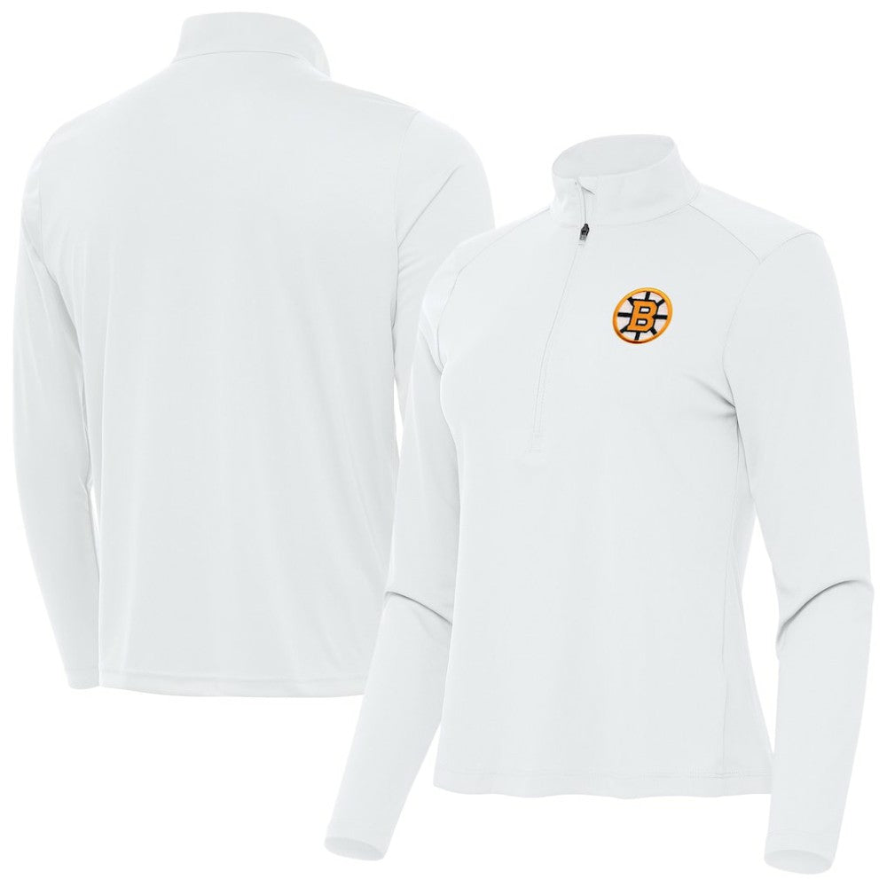 NHL White Boston Bruins Antigua Women's Tribute Half-Zip Pullover