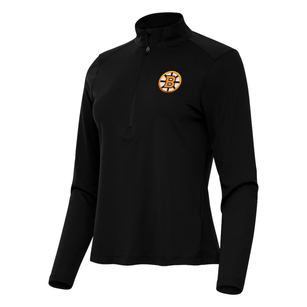 NHL Black Boston Bruins Antigua Women's Tribute Half-Zip Pullover