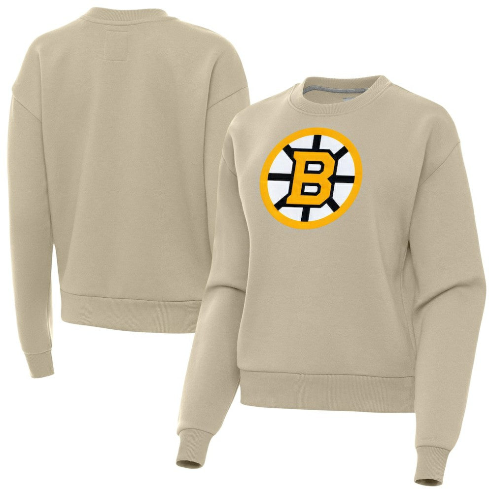 NHL Khaki Boston Bruins Antigua Women's Victory Pullover Sweatshirt