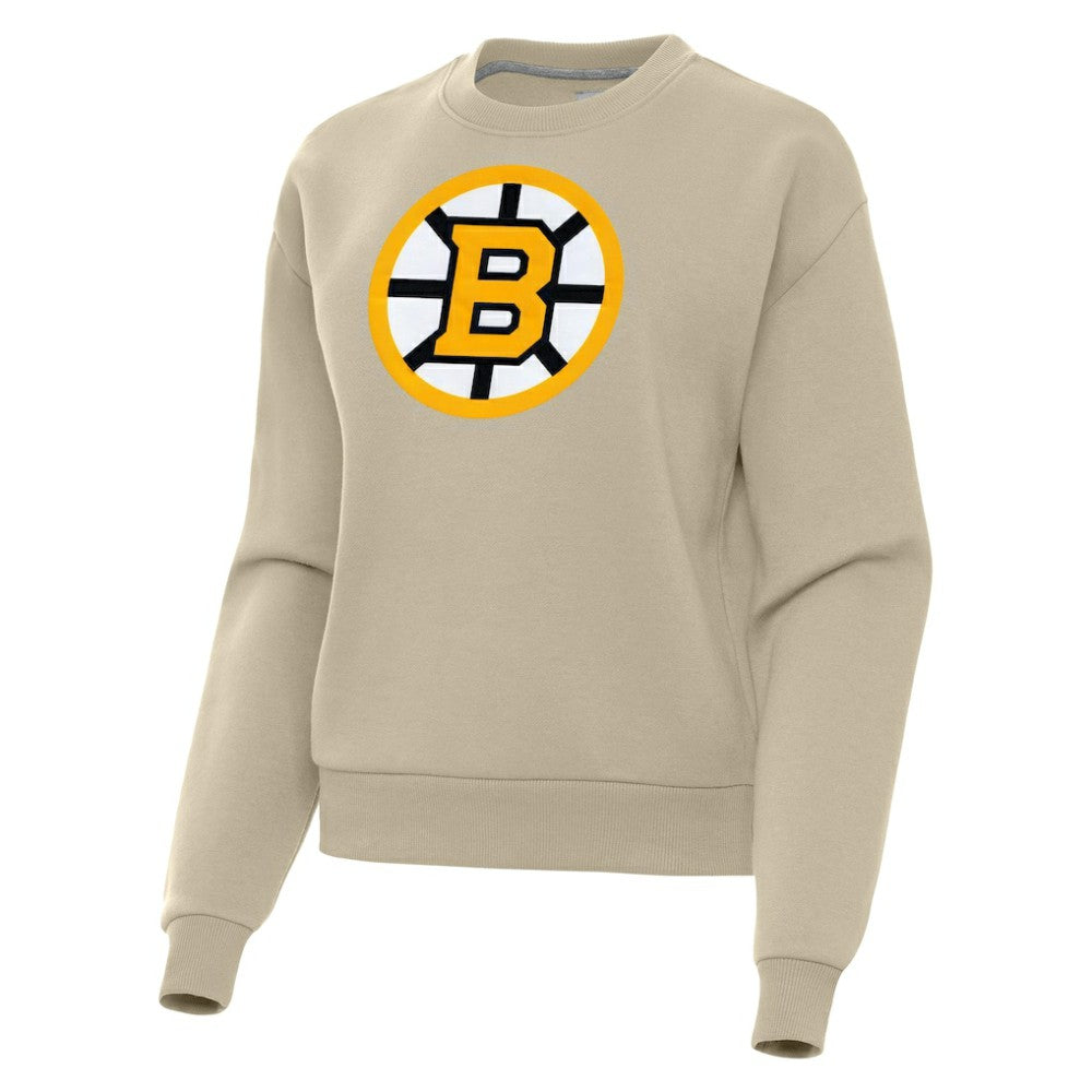 NHL Khaki Boston Bruins Antigua Women's Victory Pullover Sweatshirt