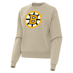 NHL Khaki Boston Bruins Antigua Women's Victory Pullover Sweatshirt