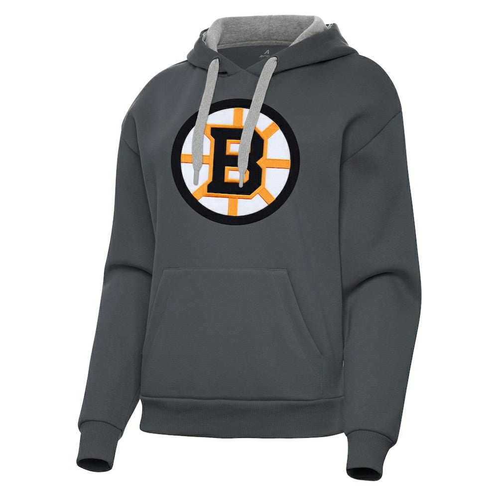 NHL Charcoal Boston Bruins Antigua Women's Victory Pullover Hoodie