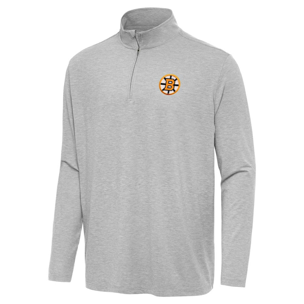 NHL Heather Gray Boston Bruins Antigua Hunk Lightweight Quarter-Zip Pullover