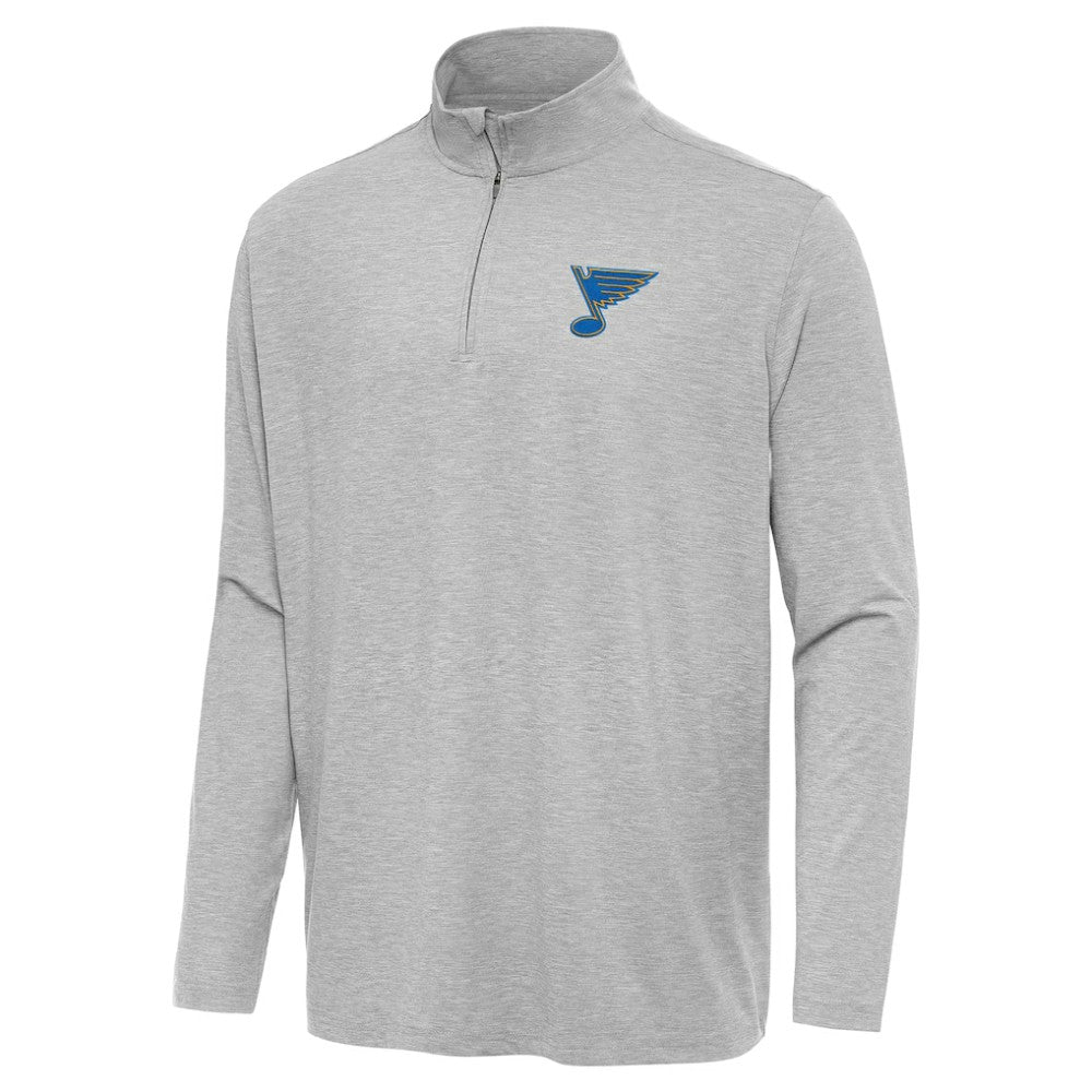 NHL Heather Gray St. Louis Blues Antigua Hunk Lightweight Quarter-Zip Pullover