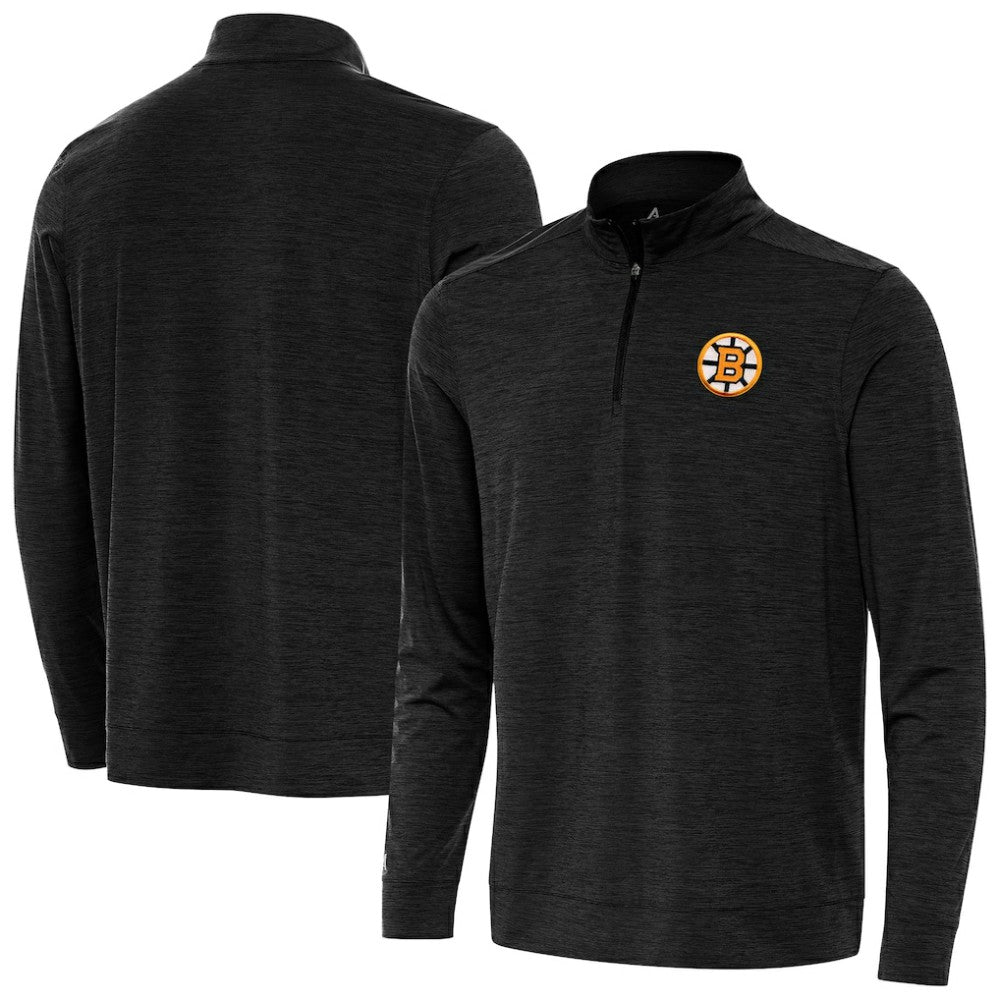 NHL Heather Black Boston Bruins Antigua Bright Quarter-Zip Pullover