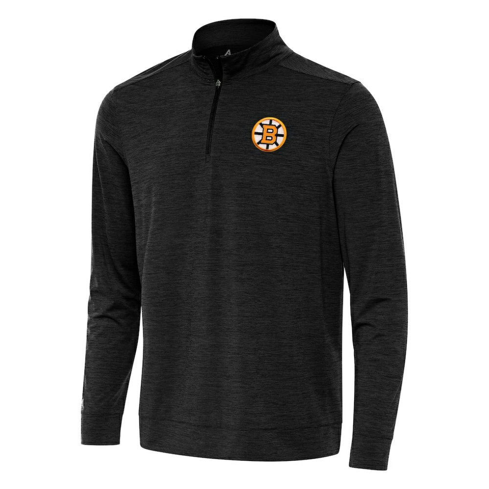 NHL Heather Black Boston Bruins Antigua Bright Quarter-Zip Pullover