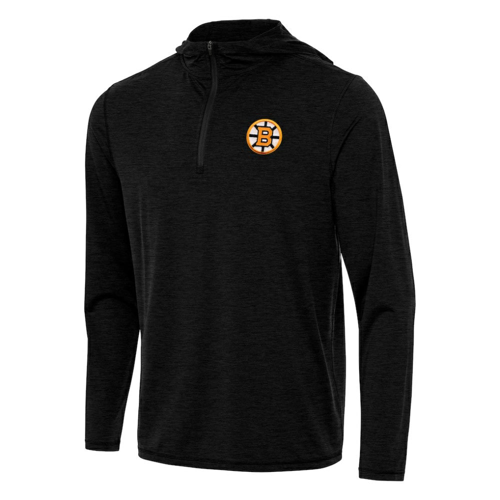 NHL Heather Black Boston Bruins Antigua Tidy Quarter-Zip Hoodie