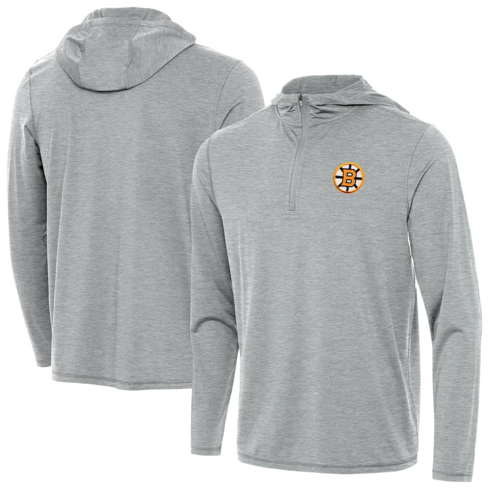 NHL Heather Gray Boston Bruins Antigua Tidy Quarter-Zip Hoodie