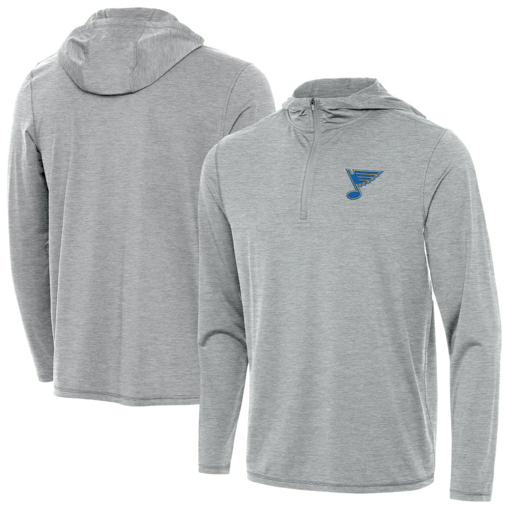 NHL Heather Gray St. Louis Blues Antigua Tidy Quarter-Zip Hoodie