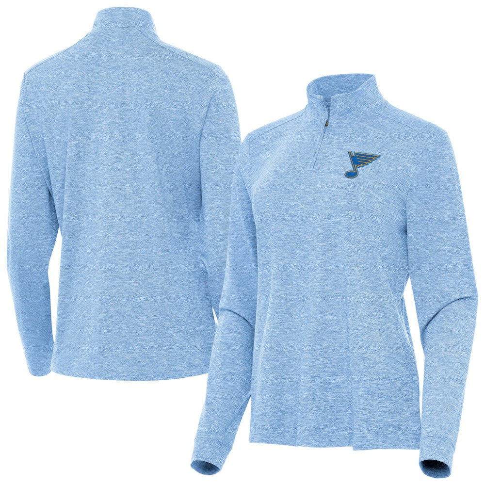 NHL Heather Blue St. Louis Blues Antigua Mentor Long Sleeve Quarter-Zip Mock Polo