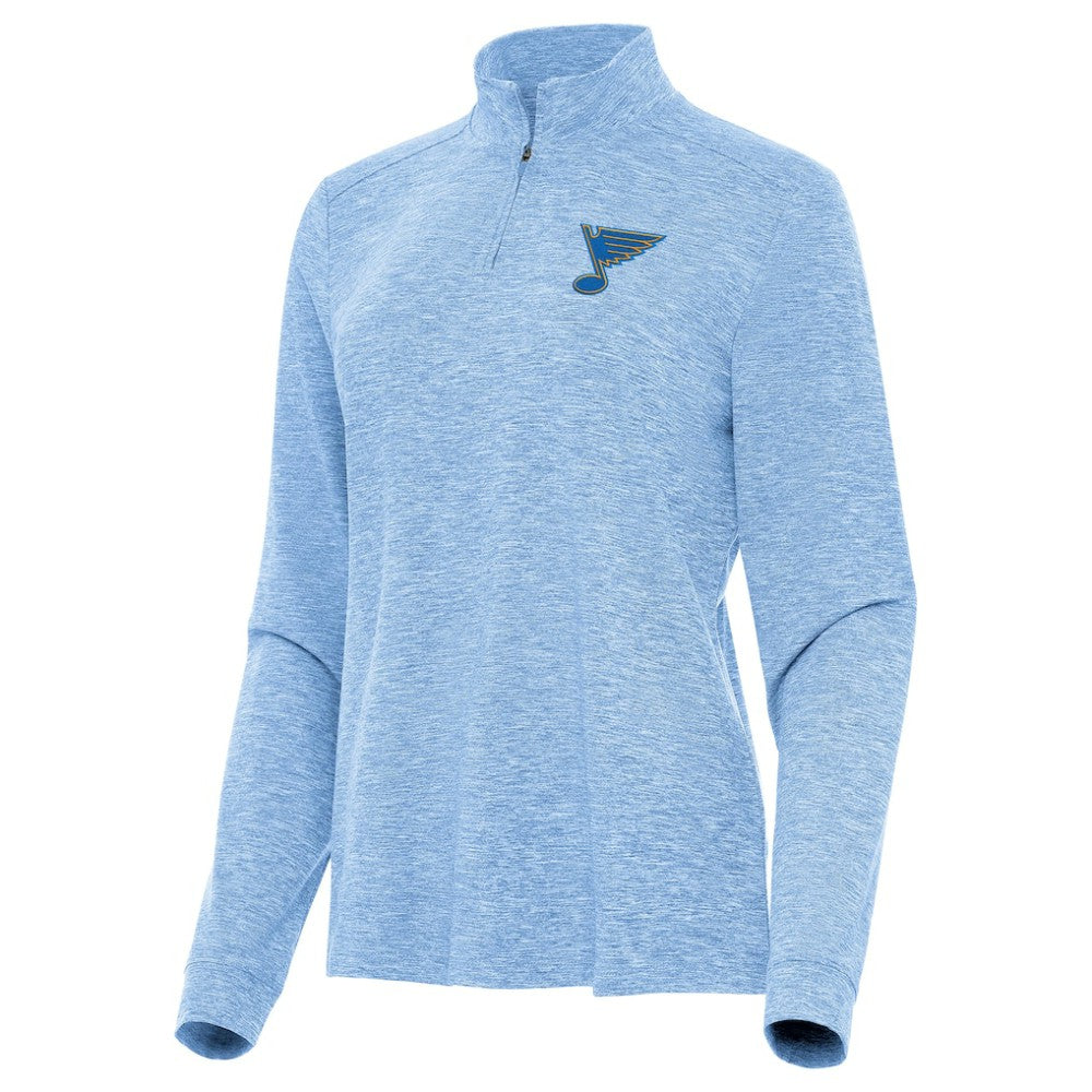 NHL Heather Blue St. Louis Blues Antigua Mentor Long Sleeve Quarter-Zip Mock Polo