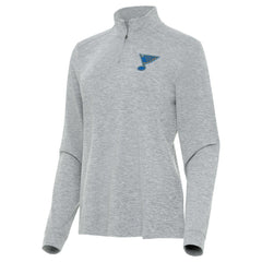 NHL Heather Gray St. Louis Blues Antigua Mentor Long Sleeve Quarter-Zip Mock Polo