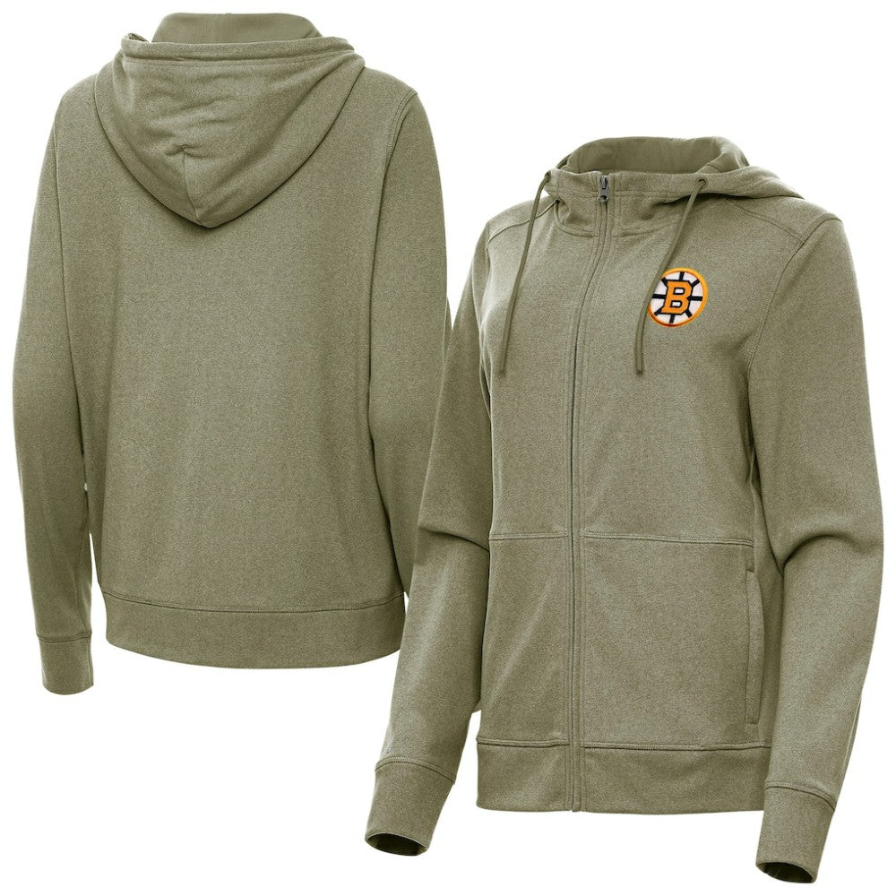 NHL Olive Boston Bruins Antigua Women's Seeker Full-Zip Hoodie