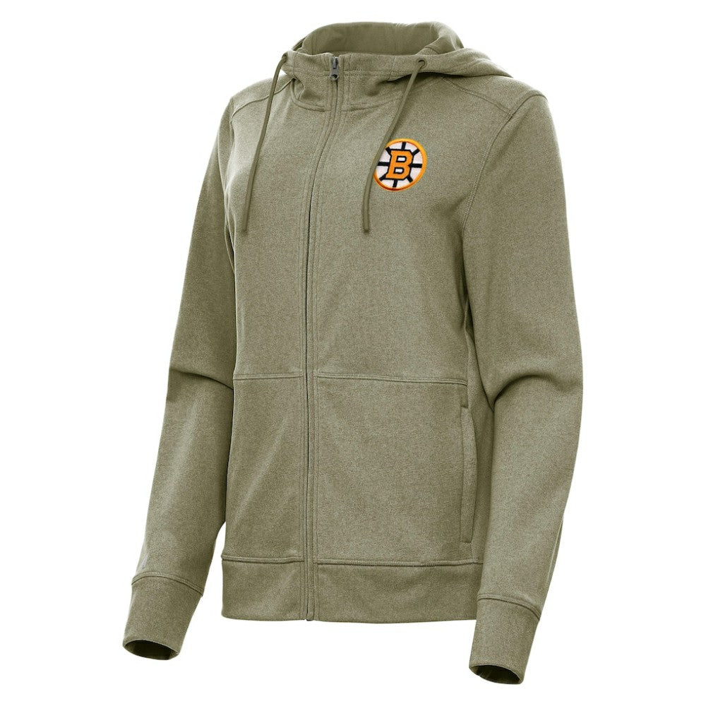 NHL Olive Boston Bruins Antigua Women's Seeker Full-Zip Hoodie