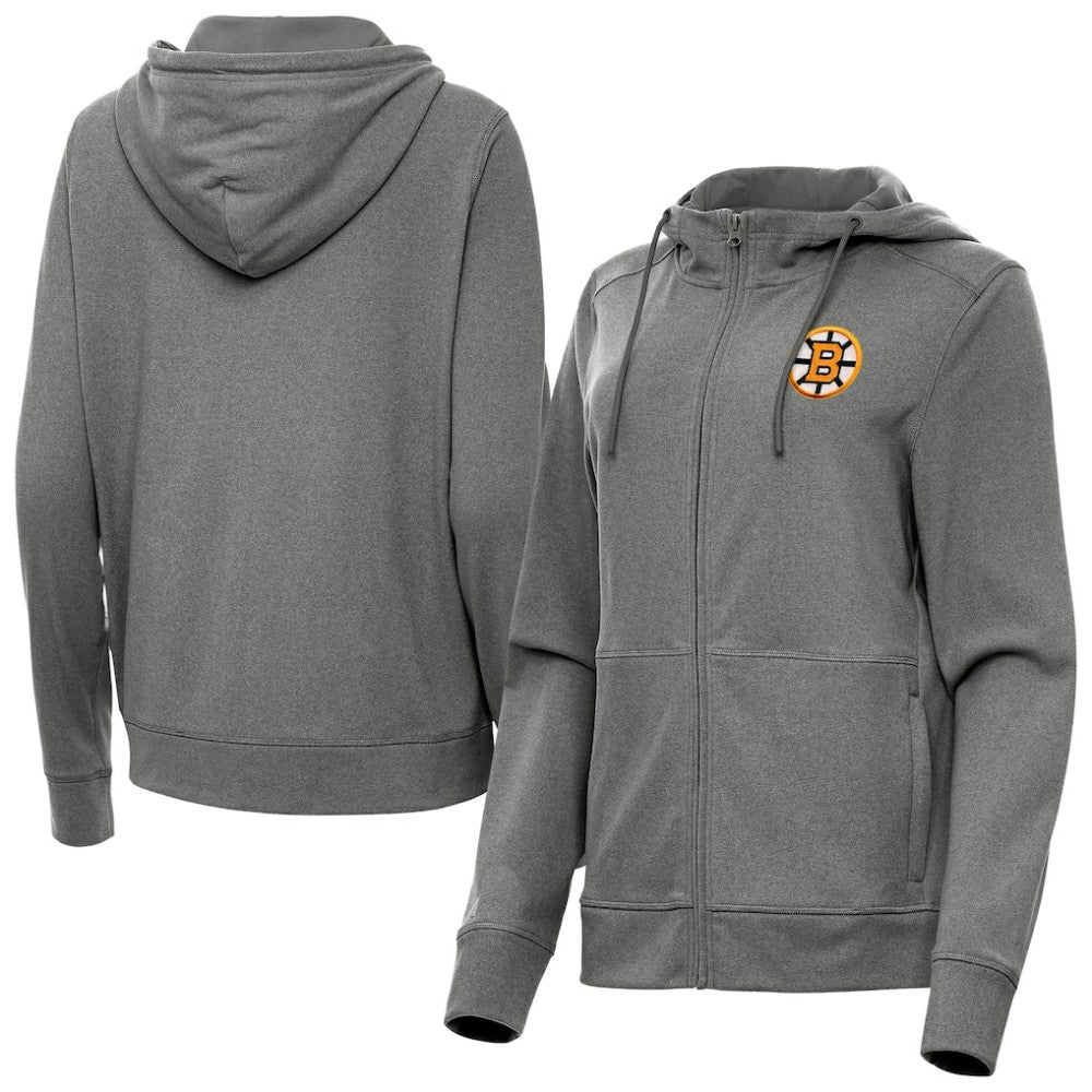NHL Heather Black Boston Bruins Antigua Women's Seeker Full-Zip Hoodie