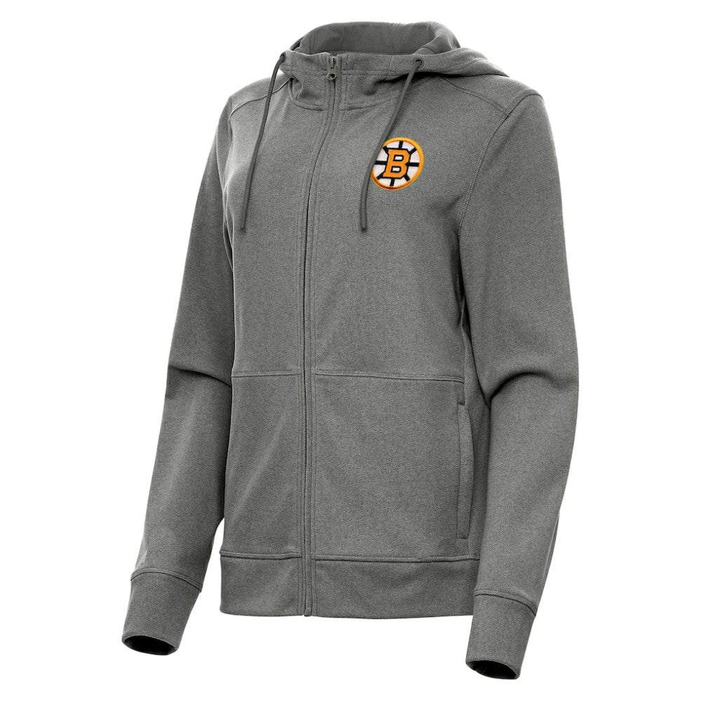 NHL Heather Black Boston Bruins Antigua Women's Seeker Full-Zip Hoodie