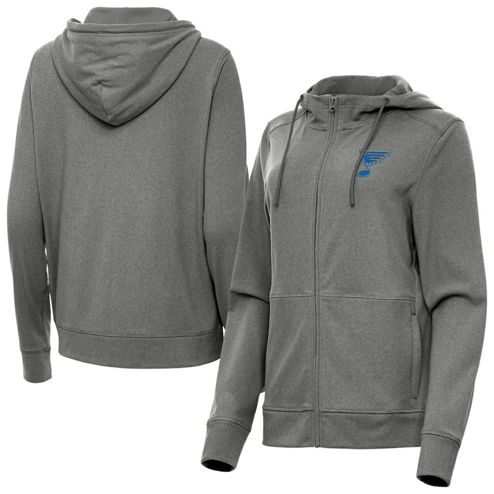 NHL Heather Black St. Louis Blues Antigua Women's Seeker Full-Zip Hoodie