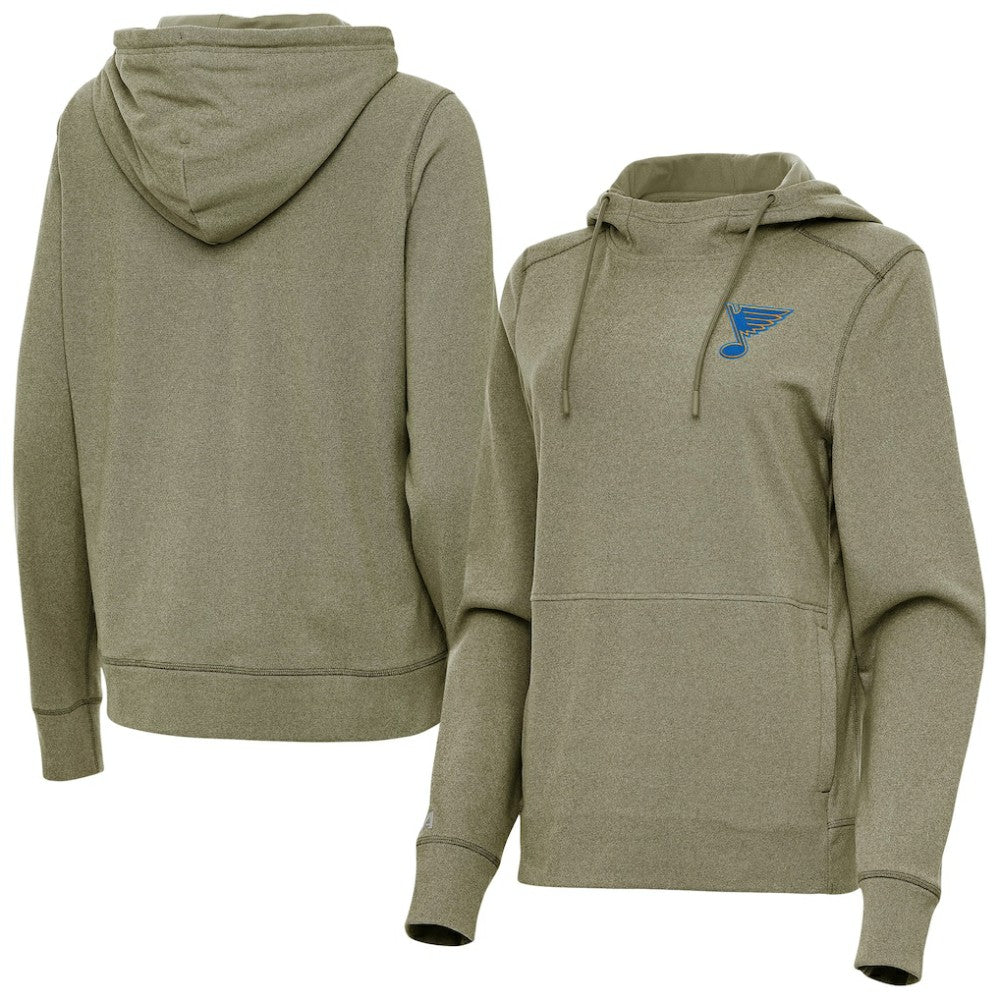 NHL Olive St. Louis Blues Antigua Women's Justice Pullover Hoodie