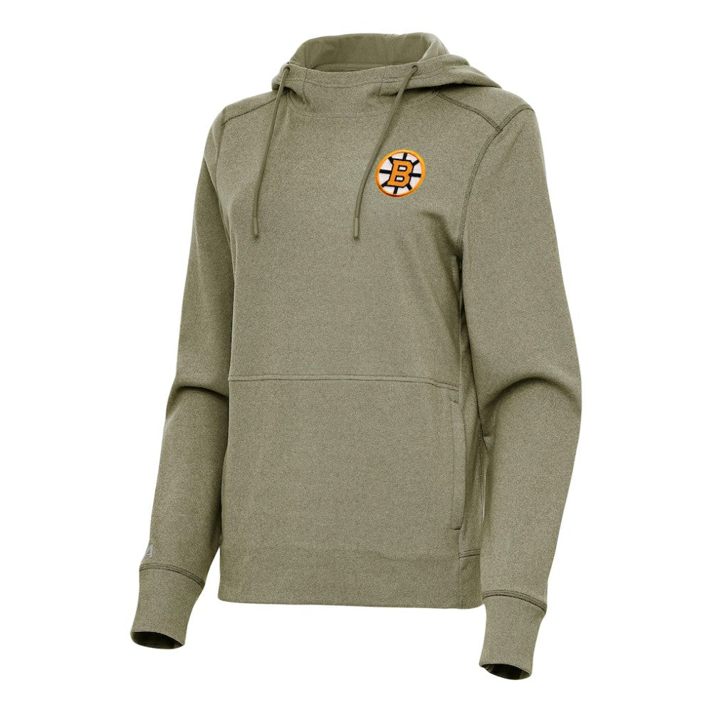 NHL Olive Boston Bruins Antigua Women's Justice Pullover Hoodie