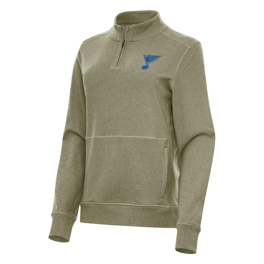 NHL Olive St. Louis Blues Antigua Women's Crush Quarter-Zip Pullover