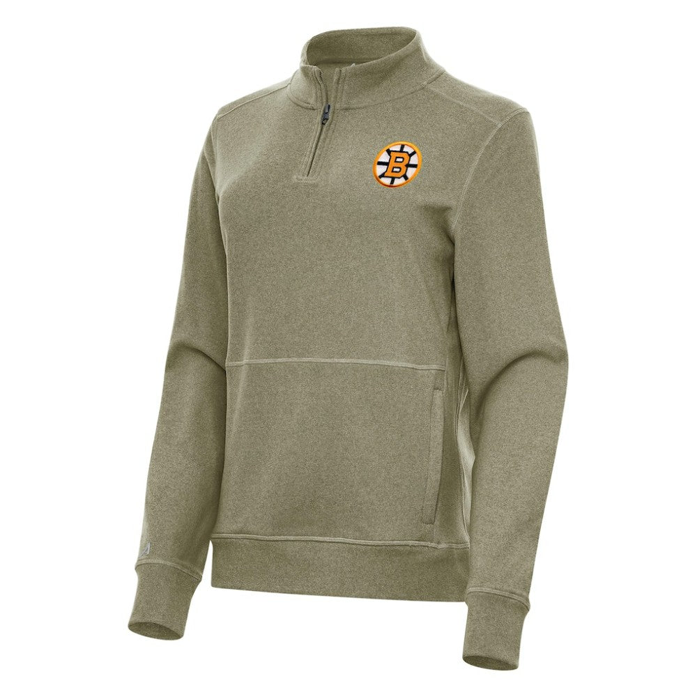 NHL Olive Boston Bruins Antigua Women's Crush Quarter-Zip Pullover