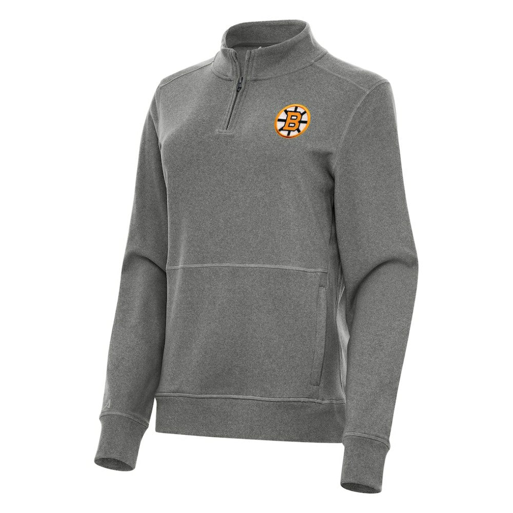 NHL Heather Black Boston Bruins Antigua Women's Crush Quarter-Zip Pullover