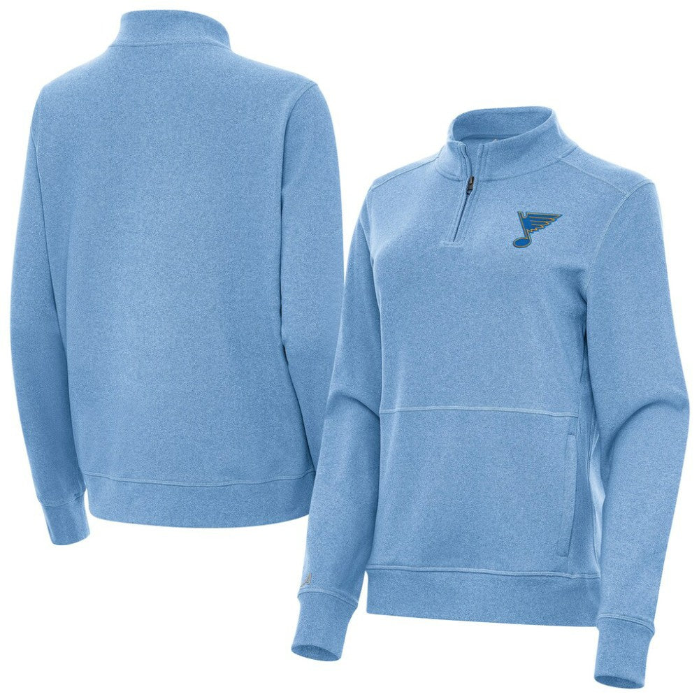 NHL Heather Blue St. Louis Blues Antigua Women's Crush Quarter-Zip Pullover