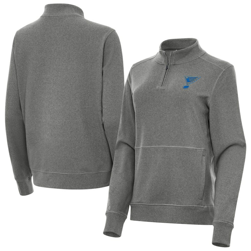 NHL Heather Black St. Louis Blues Antigua Women's Crush Quarter-Zip Pullover