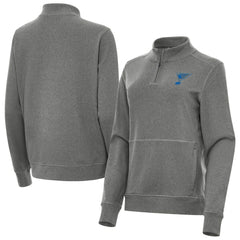 NHL Heather Black St. Louis Blues Antigua Women's Crush Quarter-Zip Pullover