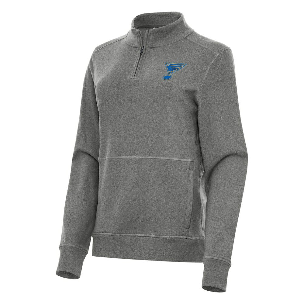 NHL Heather Black St. Louis Blues Antigua Women's Crush Quarter-Zip Pullover