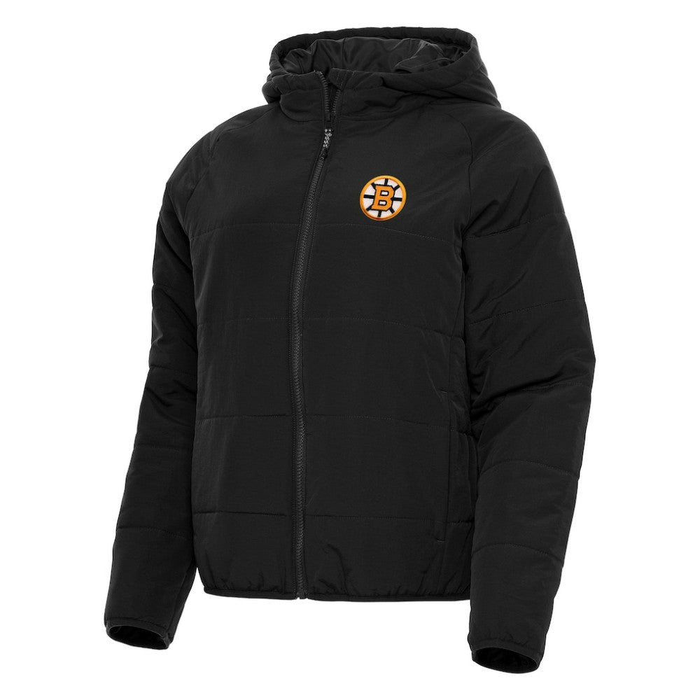 NHL Black Boston Bruins Antigua Women's Raglan Universe Full-Zip Hooded Jacket