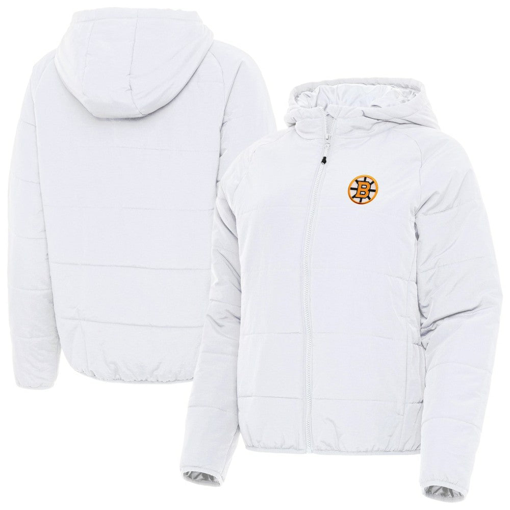 NHL White Boston Bruins Antigua Women's Raglan Universe Full-Zip Hooded Jacket