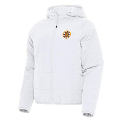 NHL White Boston Bruins Antigua Women's Raglan Universe Full-Zip Hooded Jacket