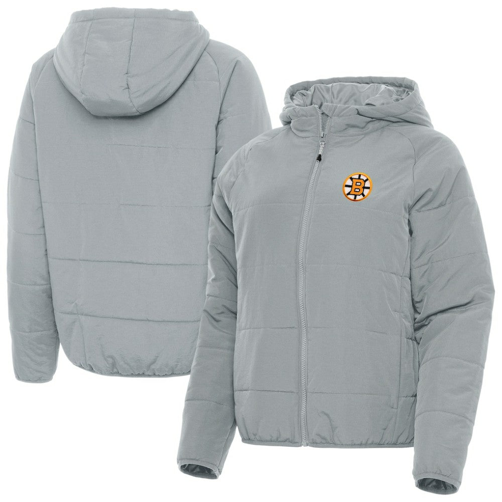 NHL Gray Boston Bruins Antigua Women's Raglan Universe Full-Zip Hooded Jacket