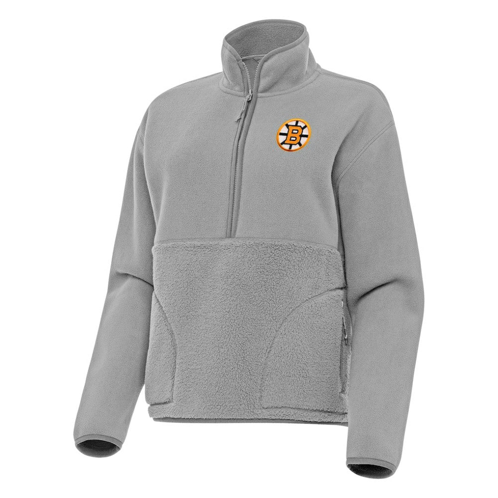 NHL Gray Boston Bruins Antigua Women's Figure Half-Zip Pullover