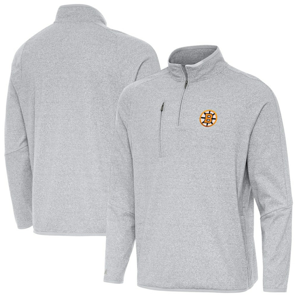 NHL Heather Gray Boston Bruins Antigua Certain Tri-Blend Quarter-Zip Top