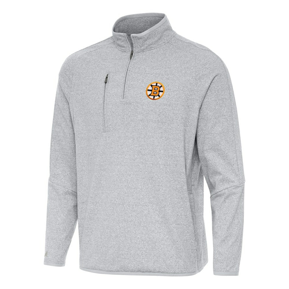 NHL Heather Gray Boston Bruins Antigua Certain Tri-Blend Quarter-Zip Top